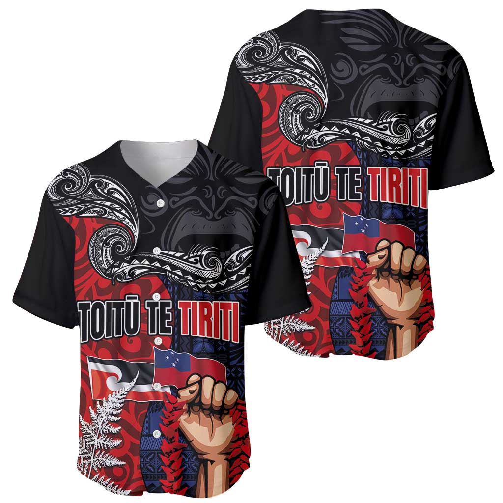 Aotearoa and Samoa Toitu Te Tiriti Baseball Jersey Honour the Treaty - Te Tiriti Is Us LT03 - Polynesian Pride
