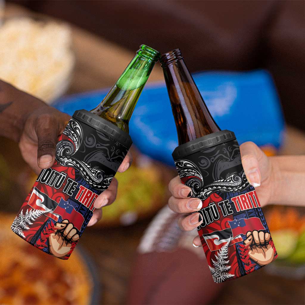 Aotearoa and Samoa Toitu Te Tiriti 4 in 1 Can Cooler Tumbler Honour the Treaty - Te Tiriti Is Us