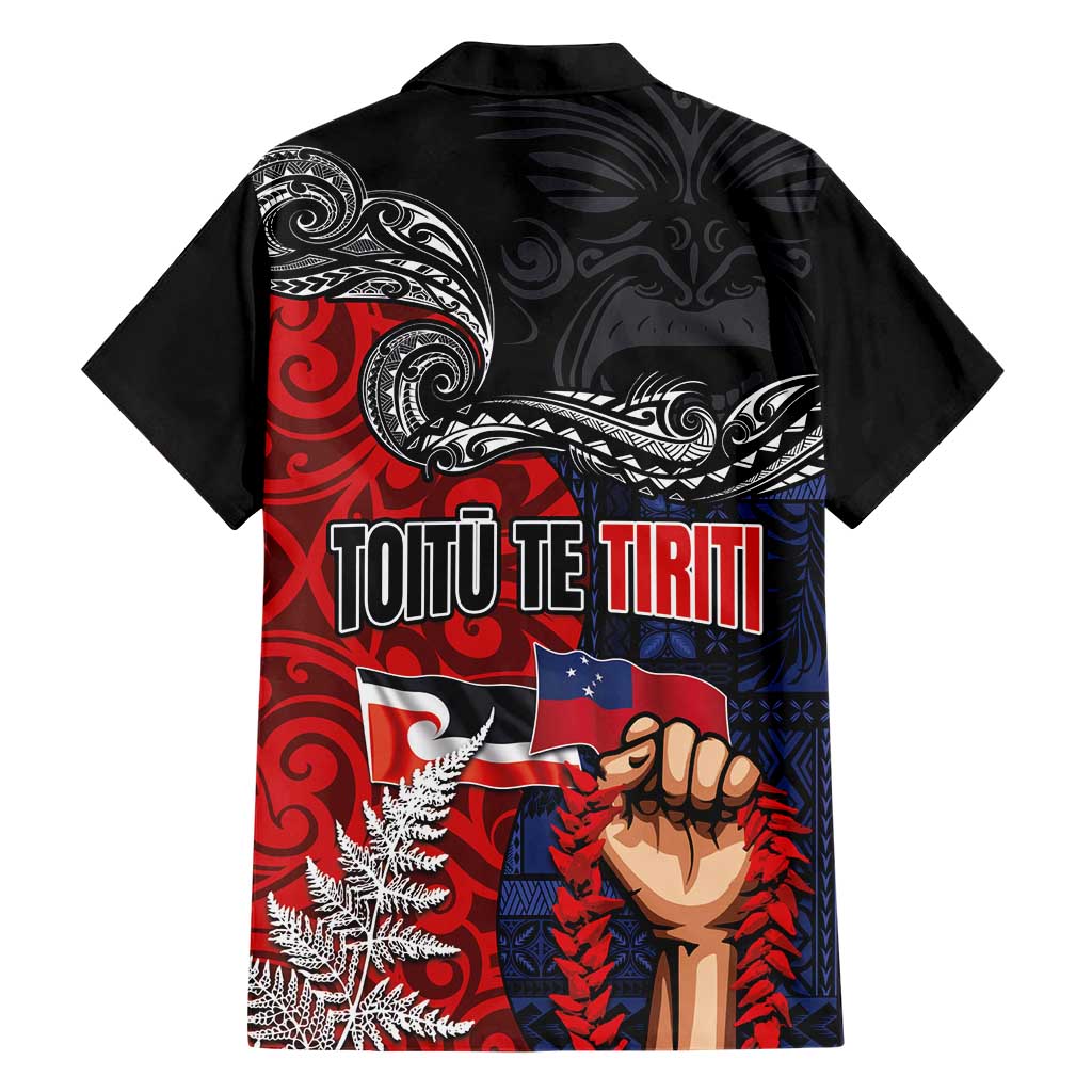 Aotearoa and Samoa Toitu Te Tiriti Family Matching Short Sleeve Bodycon Dress and Hawaiian Shirt Honour the Treaty - Te Tiriti Is Us