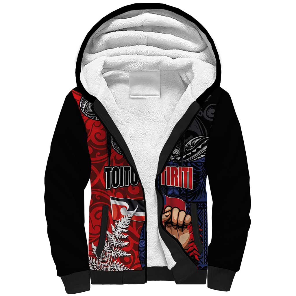 Aotearoa and Samoa Toitu Te Tiriti Sherpa Hoodie Honour the Treaty - Te Tiriti Is Us