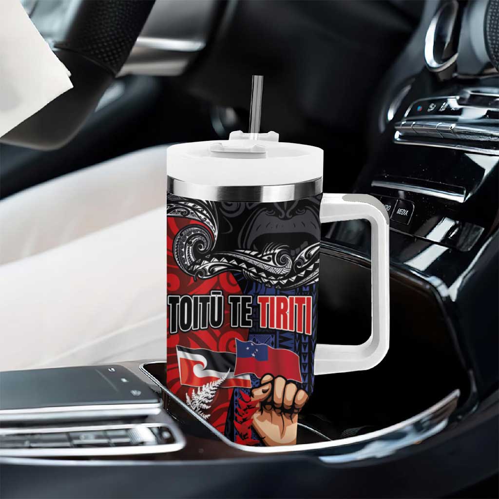 Aotearoa and Samoa Toitu Te Tiriti Tumbler With Handle Honour the Treaty - Te Tiriti Is Us