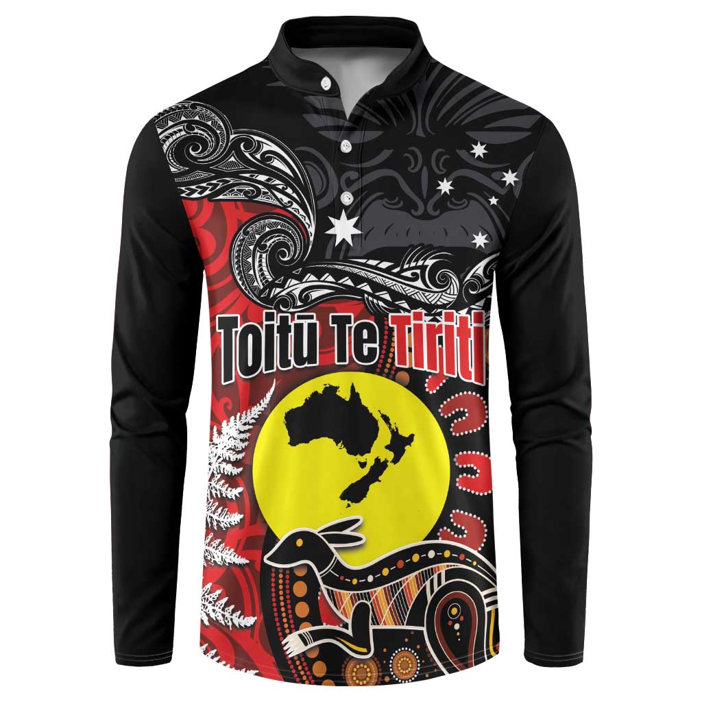 Aotearoa and Australia Toitu Te Tiriti Button Sweatshirt Honour the Treaty - Te Tiriti Is Us