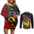 Aotearoa and Australia Toitu Te Tiriti Couples Matching Off Shoulder Short Dress and Long Sleeve Button Shirt Honour the Treaty - Te Tiriti Is Us