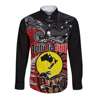 Aotearoa and Australia Toitu Te Tiriti Long Sleeve Button Shirt Honour the Treaty - Te Tiriti Is Us