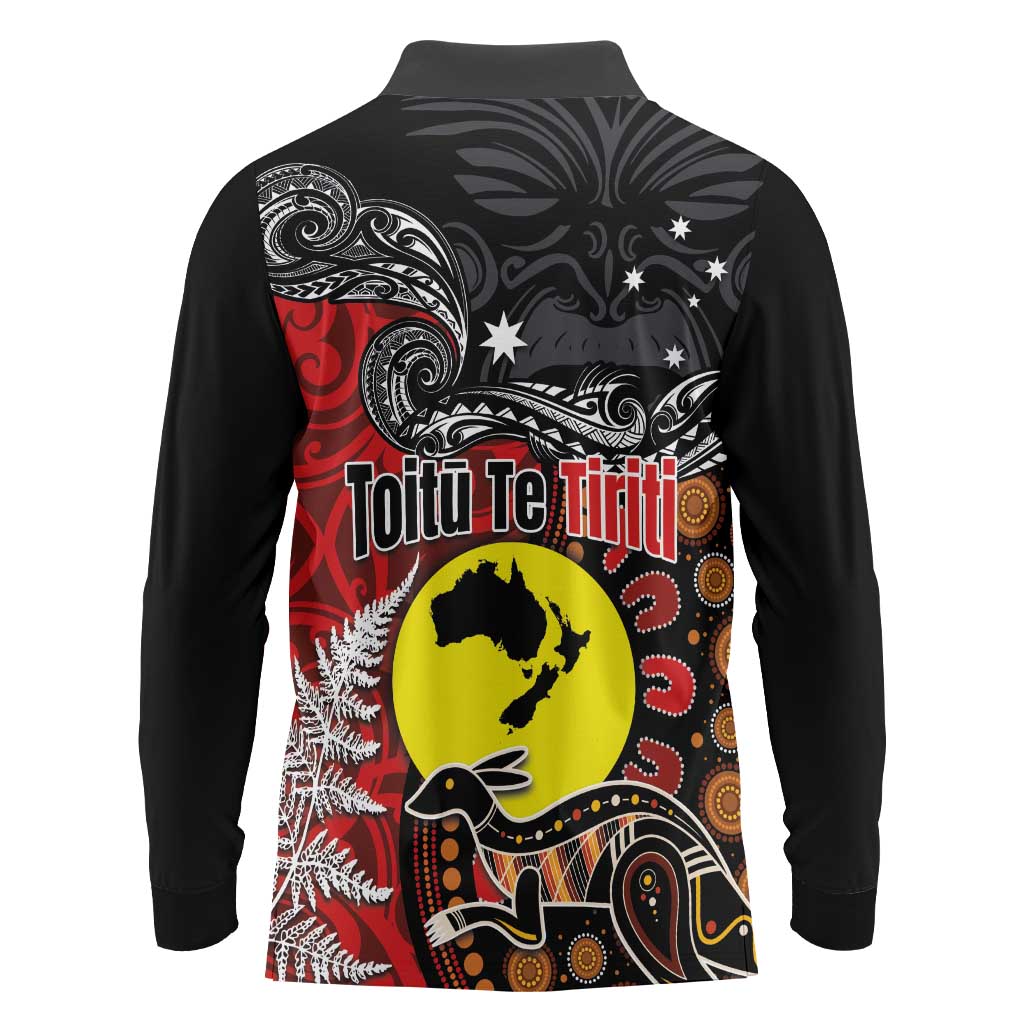 Aotearoa and Australia Toitu Te Tiriti Long Sleeve Polo Shirt Honour the Treaty - Te Tiriti Is Us