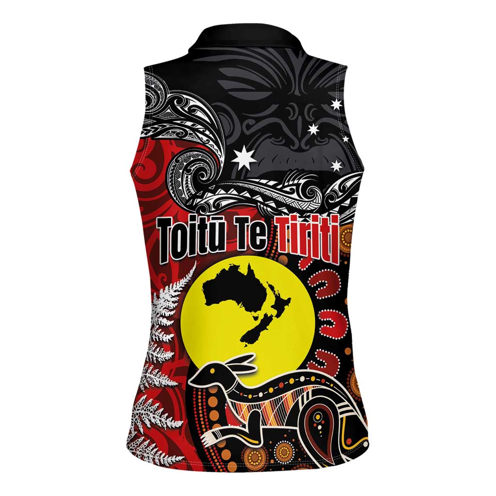 Aotearoa and Australia Toitu Te Tiriti Women Sleeveless Polo Shirt Honour the Treaty - Te Tiriti Is Us