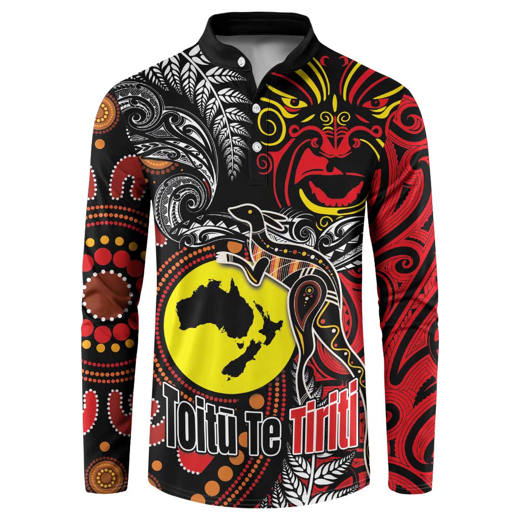 Aotearoa and Australia Toitu Te Tiriti Button Sweatshirt Honour the Treaty - Stand Together Stand Stronger