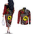 Aotearoa and Australia Toitu Te Tiriti Couples Matching Off The Shoulder Long Sleeve Dress and Long Sleeve Button Shirt Honour the Treaty - Stand Together Stand Stronger