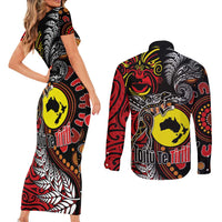 Aotearoa and Australia Toitu Te Tiriti Couples Matching Short Sleeve Bodycon Dress and Long Sleeve Button Shirt Honour the Treaty - Stand Together Stand Stronger