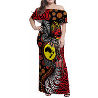 Aotearoa and Australia Toitu Te Tiriti Family Matching Off Shoulder Maxi Dress and Hawaiian Shirt Honour the Treaty - Stand Together Stand Stronger