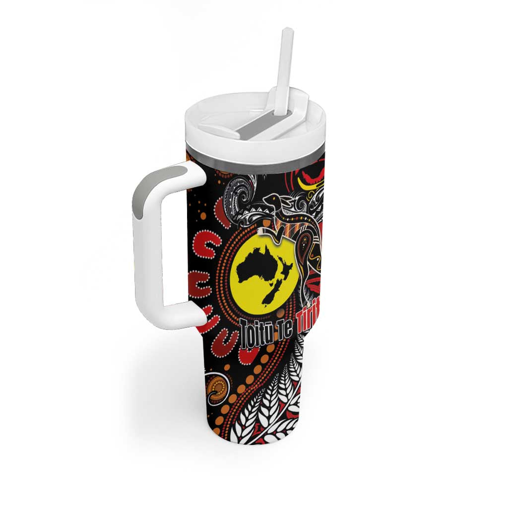 Aotearoa and Australia Toitu Te Tiriti Tumbler With Handle Honour the Treaty - Stand Together Stand Stronger