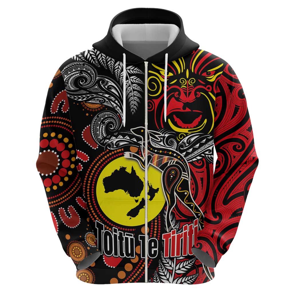 Aotearoa and Australia Toitu Te Tiriti Zip Hoodie Honour the Treaty - Stand Together Stand Stronger