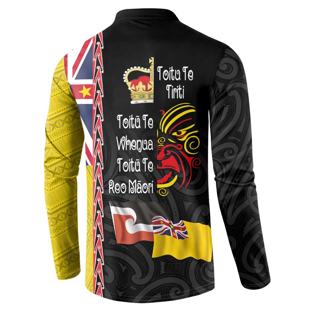 Aotearoa and Niue Toitu Te Tiriti Button Sweatshirt Honour the Treaty - Fight Together Stand Together