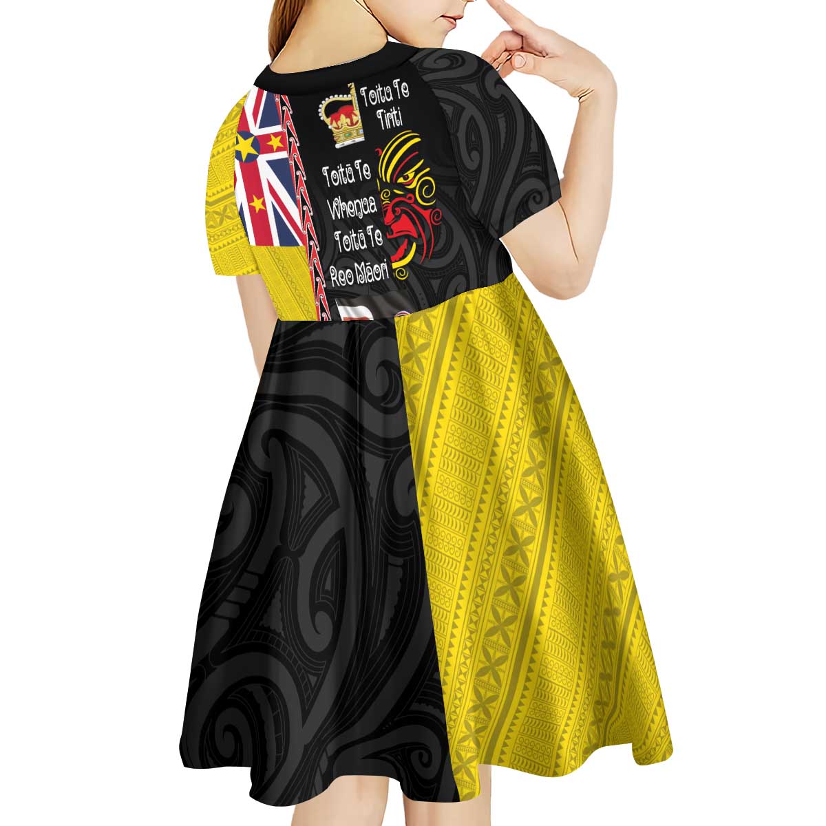 Aotearoa and Niue Toitu Te Tiriti Kid Short Sleeve Dress Honour the Treaty - Fight Together Stand Together
