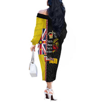 Aotearoa and Niue Toitu Te Tiriti Off The Shoulder Long Sleeve Dress Honour the Treaty - Fight Together Stand Together