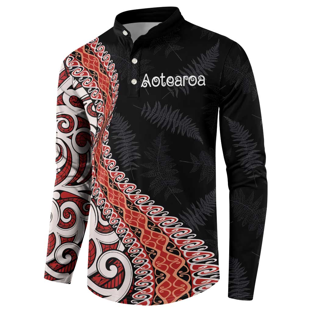 Aotearoa Maori Stylized Koru - Silver Ferns Button Sweatshirt