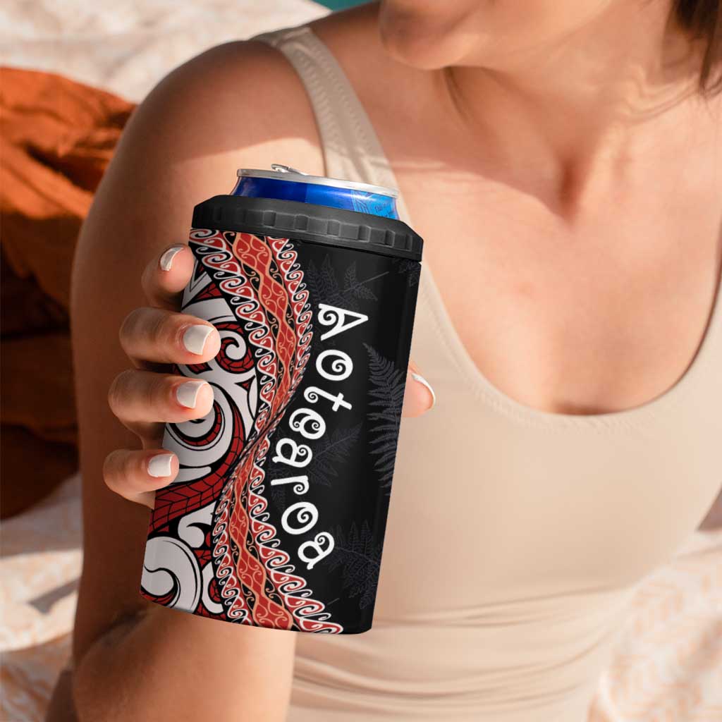 Aotearoa Maori Stylized Koru - Silver Ferns 4 in 1 Can Cooler Tumbler