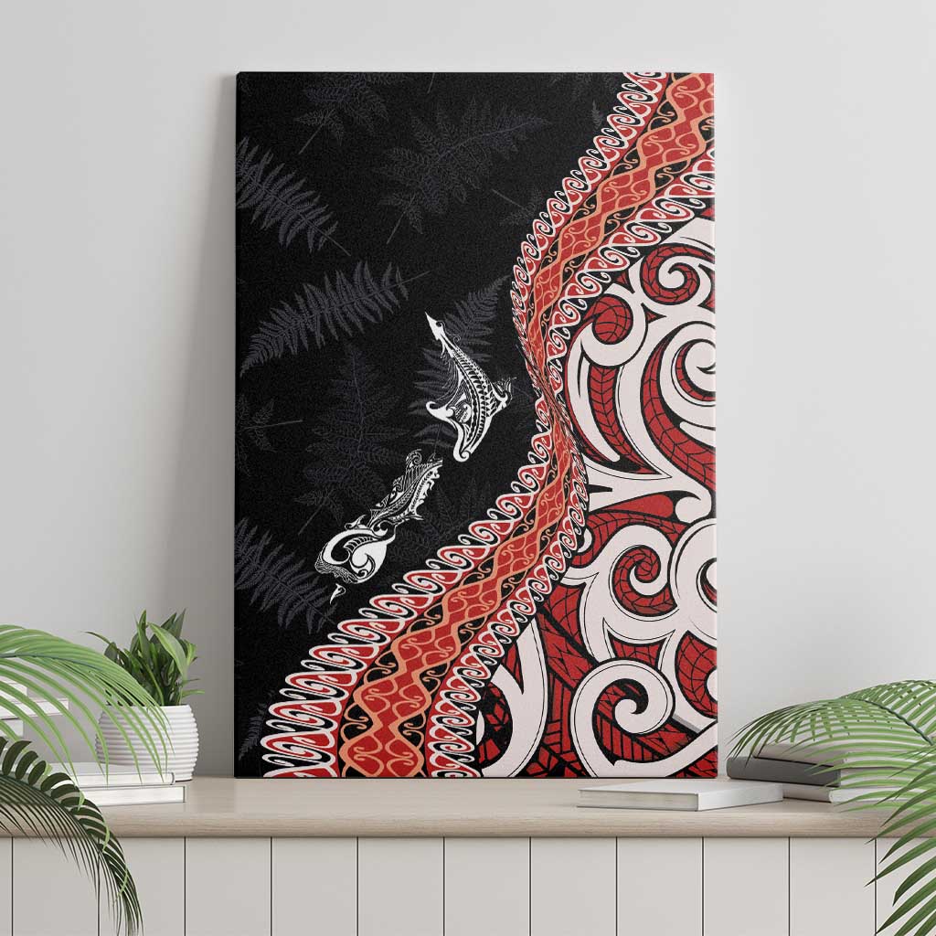 Aotearoa Maori Stylized Koru - Silver Ferns Canvas Wall Art