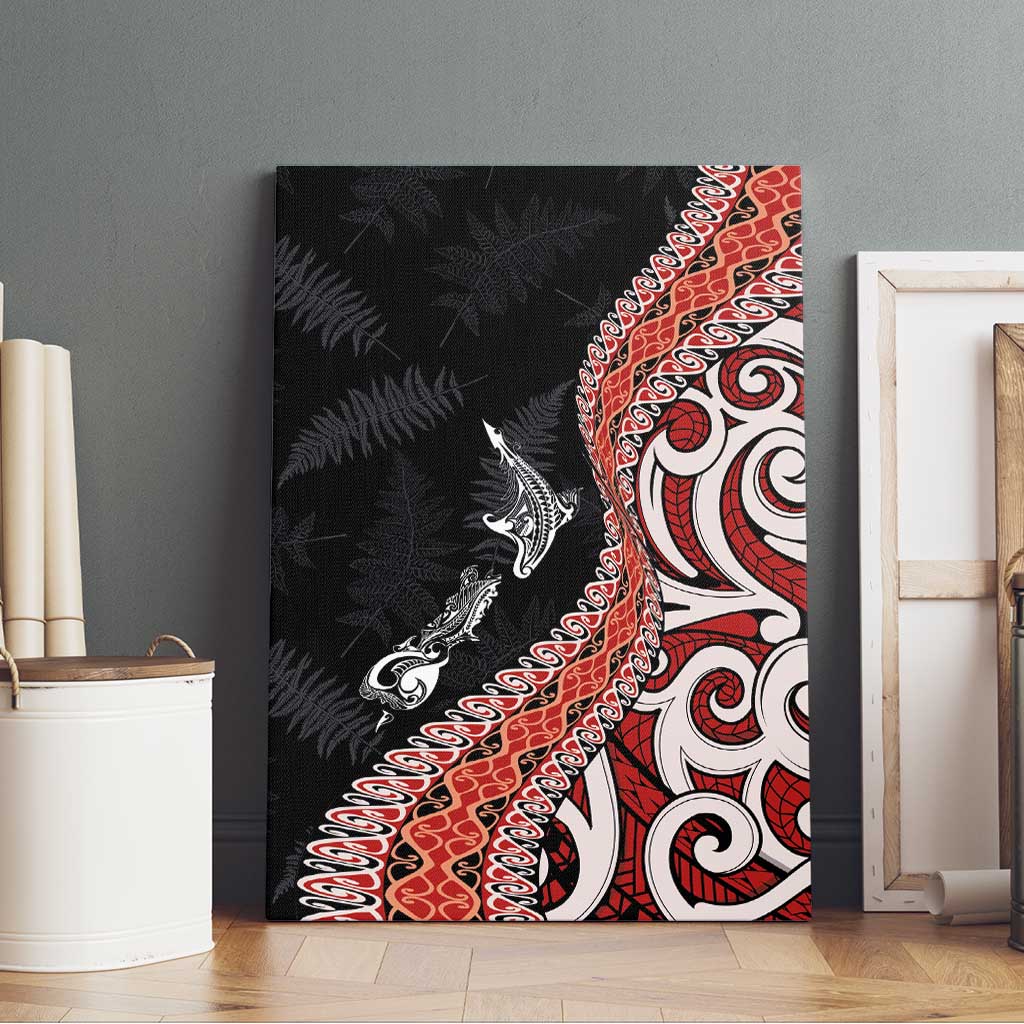 Aotearoa Maori Stylized Koru - Silver Ferns Canvas Wall Art