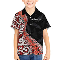 Aotearoa Maori Stylized Koru - Silver Ferns Family Matching Puletasi and Hawaiian Shirt