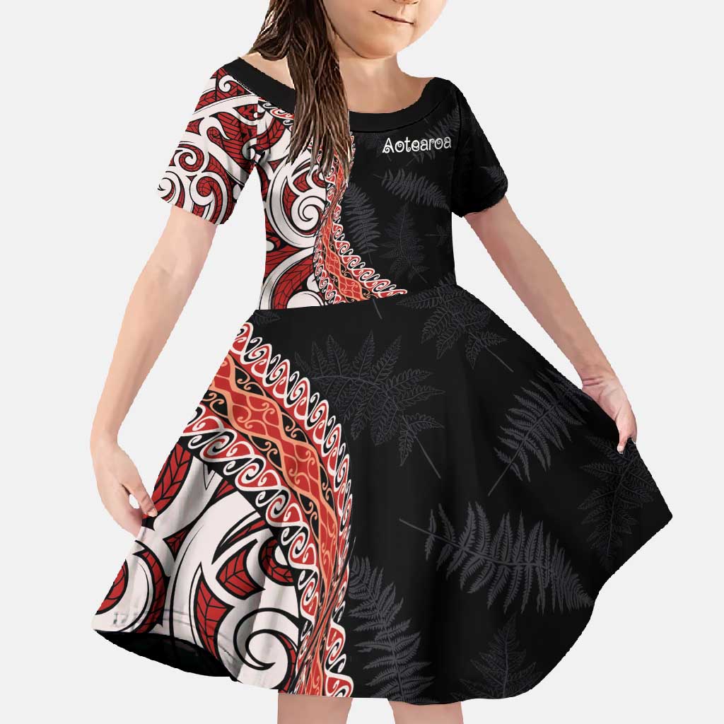 Aotearoa Maori Stylized Koru - Silver Ferns Family Matching Tank Maxi Dress and Hawaiian Shirt
