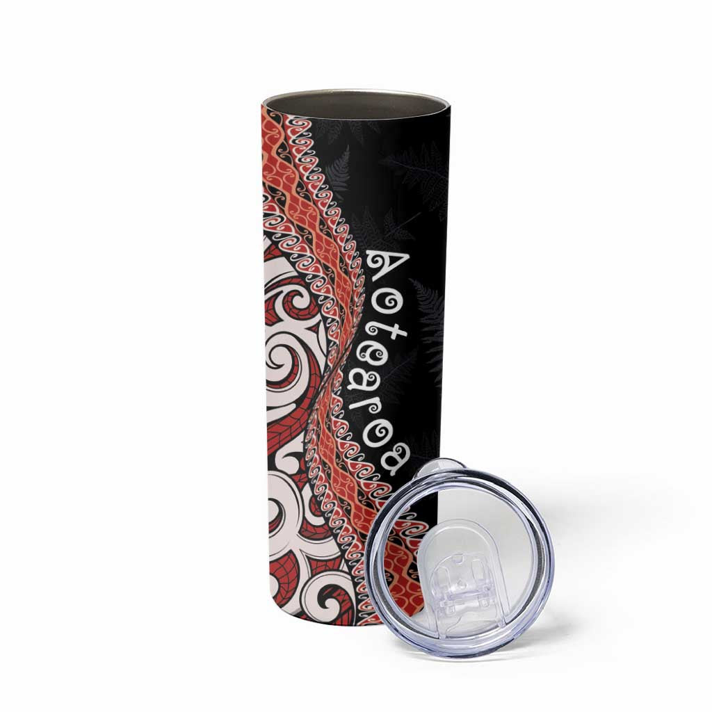 Aotearoa Maori Stylized Koru - Silver Ferns Skinny Tumbler