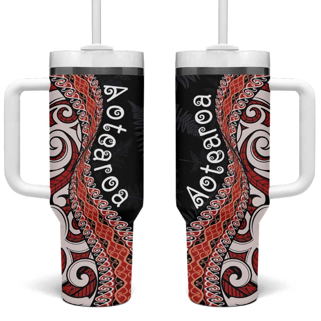 Aotearoa Maori Stylized Koru - Silver Ferns Tumbler With Handle