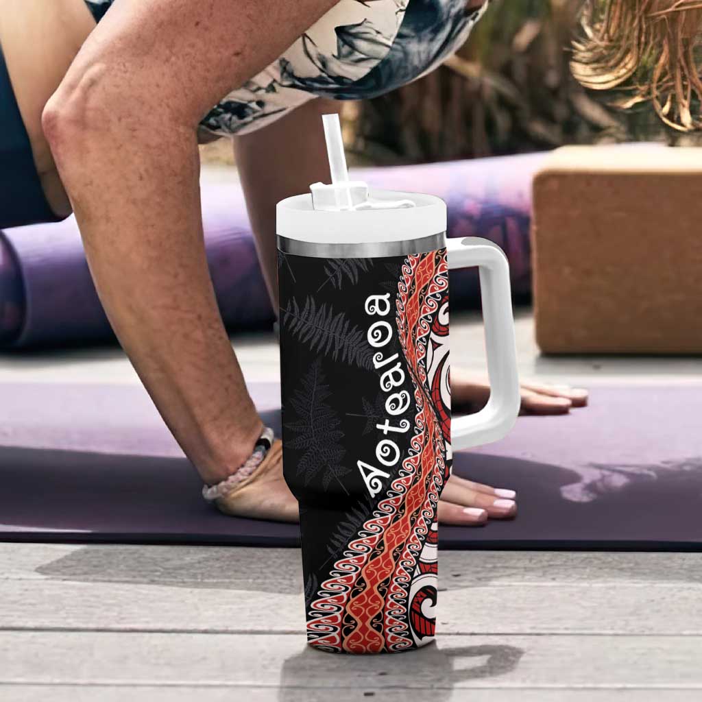 Aotearoa Maori Stylized Koru - Silver Ferns Tumbler With Handle