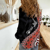 Aotearoa Maori Stylized Koru - Silver Ferns Women Casual Shirt