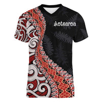 Aotearoa Maori Stylized Koru - Silver Ferns Women V-Neck T-Shirt