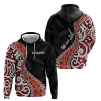 Aotearoa Maori Stylized Koru - Silver Ferns Zip Hoodie
