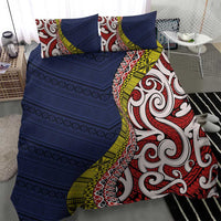 Aotearoa and Niue Bedding Set Hiapo Maori Stylized Koru
