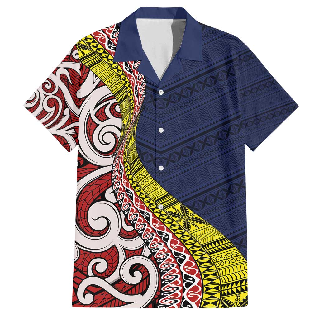 Aotearoa and Niue Family Matching Summer Maxi Dress and Hawaiian Shirt Hiapo Maori Stylized Koru
