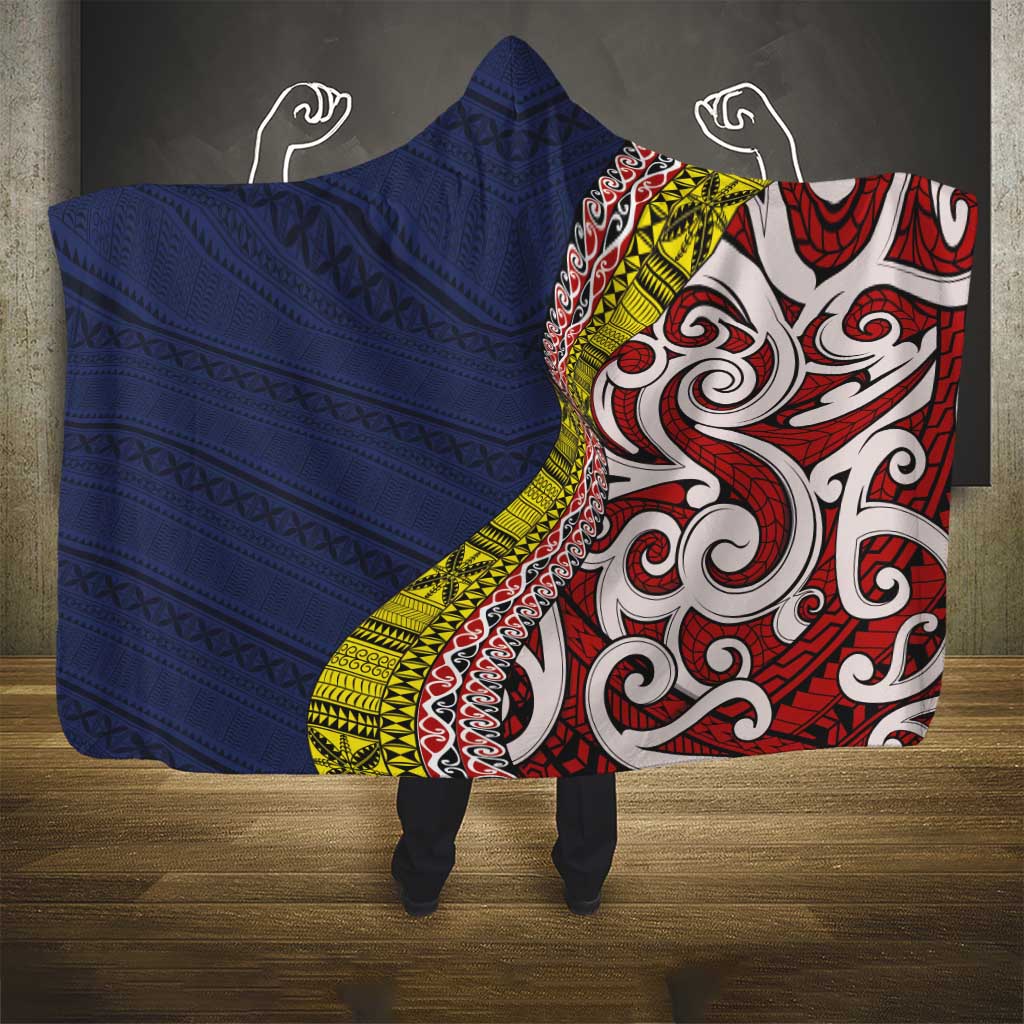 Aotearoa and Niue Hooded Blanket Hiapo Maori Stylized Koru