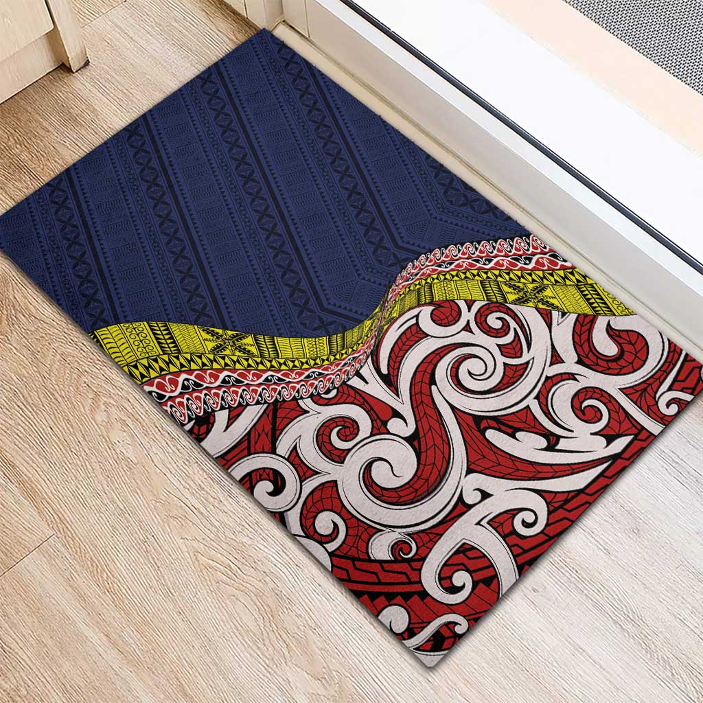 Aotearoa and Niue Rubber Doormat Hiapo Maori Stylized Koru