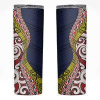 Aotearoa and Niue Skinny Tumbler Hiapo Maori Stylized Koru
