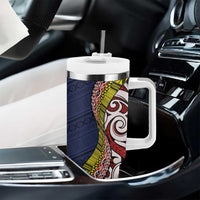Aotearoa and Niue Tumbler With Handle Hiapo Maori Stylized Koru