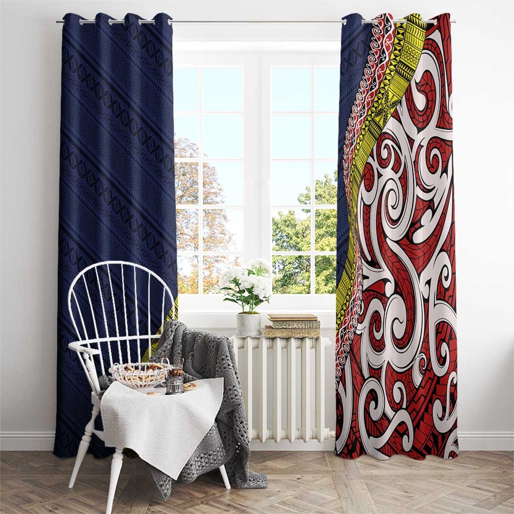 Aotearoa and Niue Window Curtain Hiapo Maori Stylized Koru