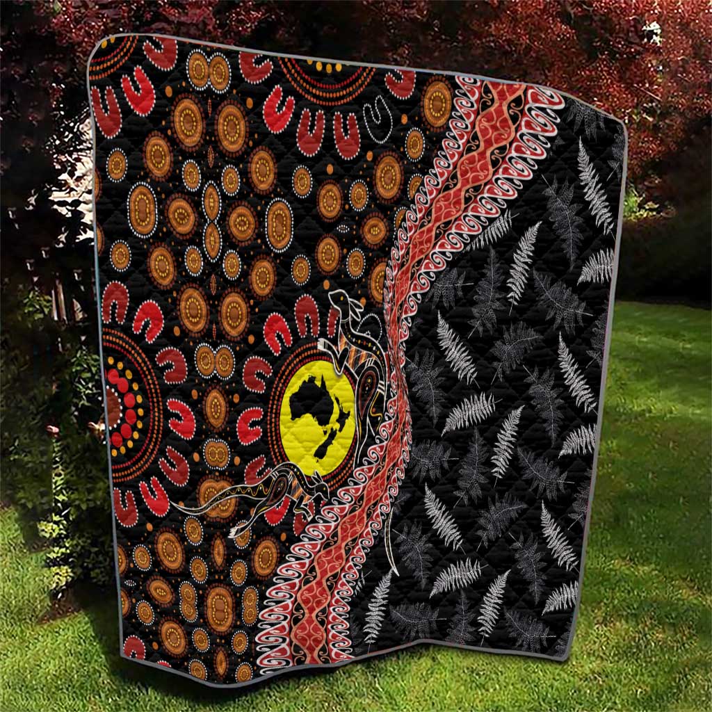 Aotearoa and Australia Quilt Maori Koru Ferns With Aboriginal Kangaroo