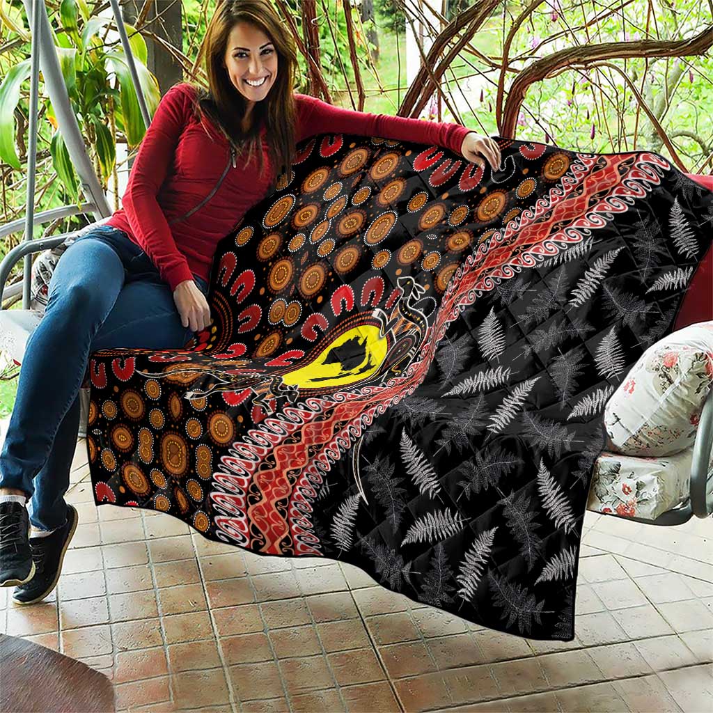 Aotearoa and Australia Quilt Maori Koru Ferns With Aboriginal Kangaroo