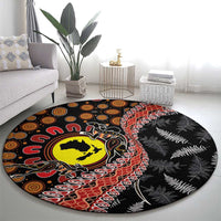 Aotearoa and Australia Round Carpet Maori Koru Ferns With Aboriginal Kangaroo LT03 - Polynesian Pride