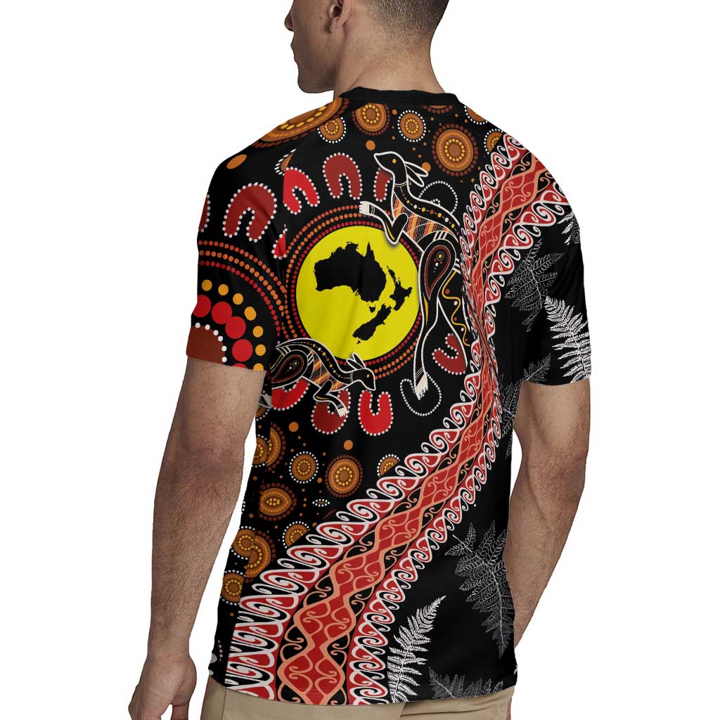 Aotearoa and Australia Rugby Jersey Maori Koru Ferns With Aboriginal Kangaroo