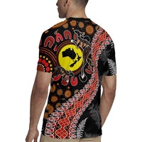 Aotearoa and Australia Rugby Jersey Maori Koru Ferns With Aboriginal Kangaroo