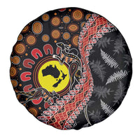 Aotearoa and Australia Spare Tire Cover Maori Koru Ferns With Aboriginal Kangaroo