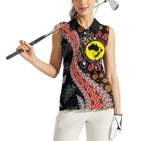 Aotearoa and Australia Women Sleeveless Polo Shirt Maori Koru Ferns With Aboriginal Kangaroo
