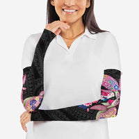 Hawaiian Couple Turtles Honi Arm Sleeves Polynesian Art Motifs and Hibiscus Black Red Color - Polynesian Pride