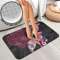 Hawaiian Couple Turtles Honi Bathroom Set Polynesian Art Motifs and Hibiscus Black Red Color - Polynesian Pride