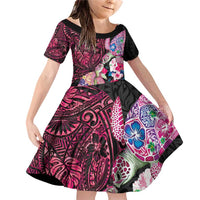 Hawaiian Couple Turtles Honi Family Matching Off Shoulder Short Dress and Hawaiian Shirt Polynesian Art Motifs and Hibiscus Black Red Color - Polynesian Pride