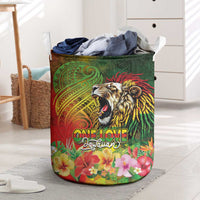 Hawaiian Reggae Laundry Basket Jawaiian One Love-Tribal Tatoos and Rastafari Lion - Polynesian Pride