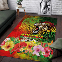 Hawaiian Reggae Area Rug Jawaiian One Love-Tribal Tatoos and Rastafari Lion - Polynesian Pride